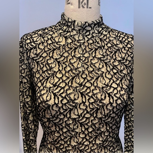 Emilia Wickstead Black and Ivory Flocked Lace Dress - Picture 2 of 16